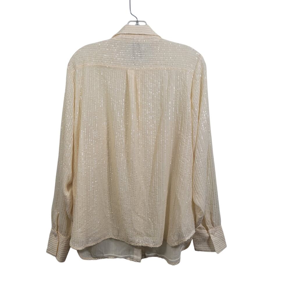 Anthropologie The Remie Sequin Buttondown Long Sleeve Shirt Size 1X 2826-1277 - Picture 5 of 8
